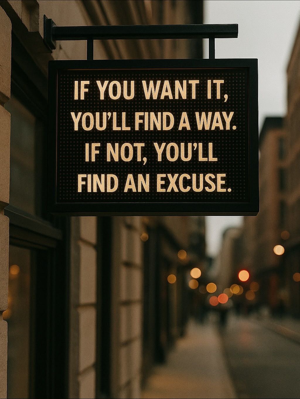 Sign reading if you want it you'll find a way