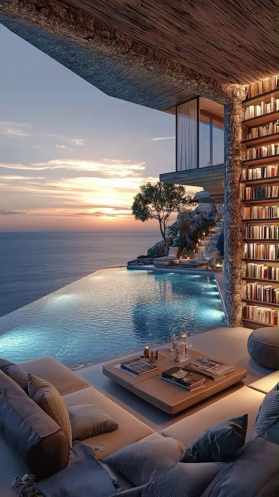 Oceanview pool reading nook